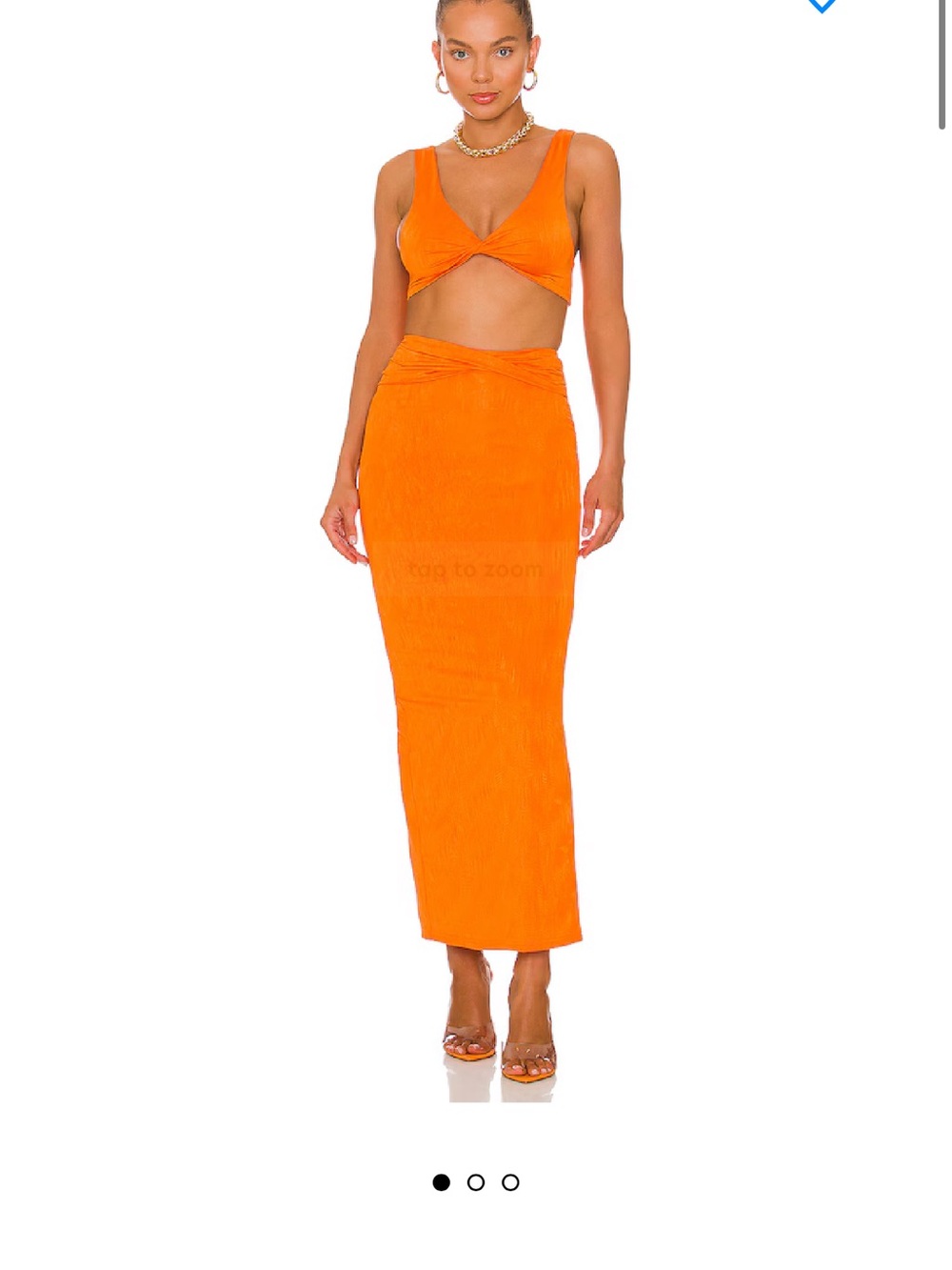 superdown Two-Piece Orange Crop Top and Skirt Set